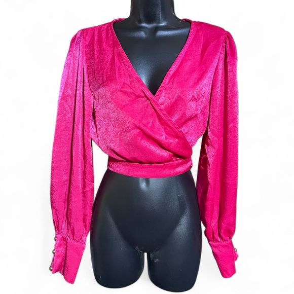 Tops - Elegant Magenta Wrap Blouse